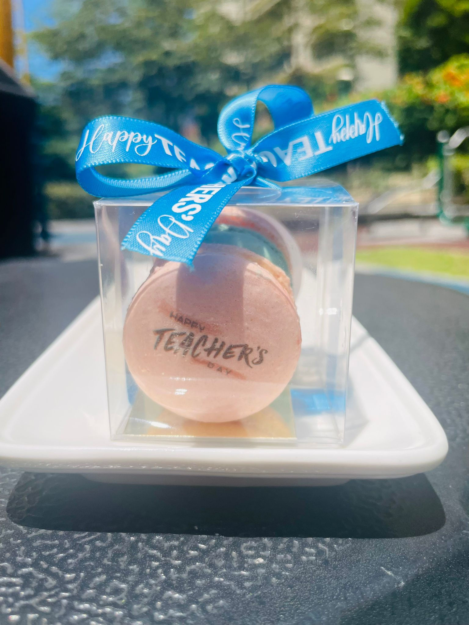 Happy Teacher's Day mini Gift box of 2 assorted macarons