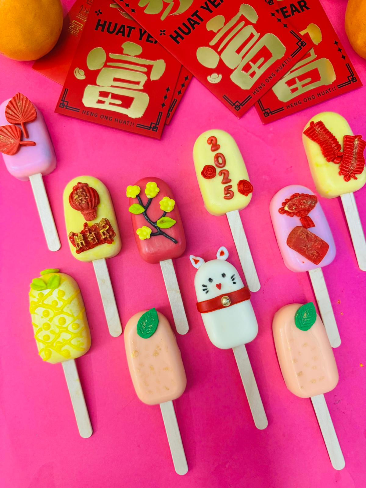 Happy CNY 2025 box of 8 Cakesicles