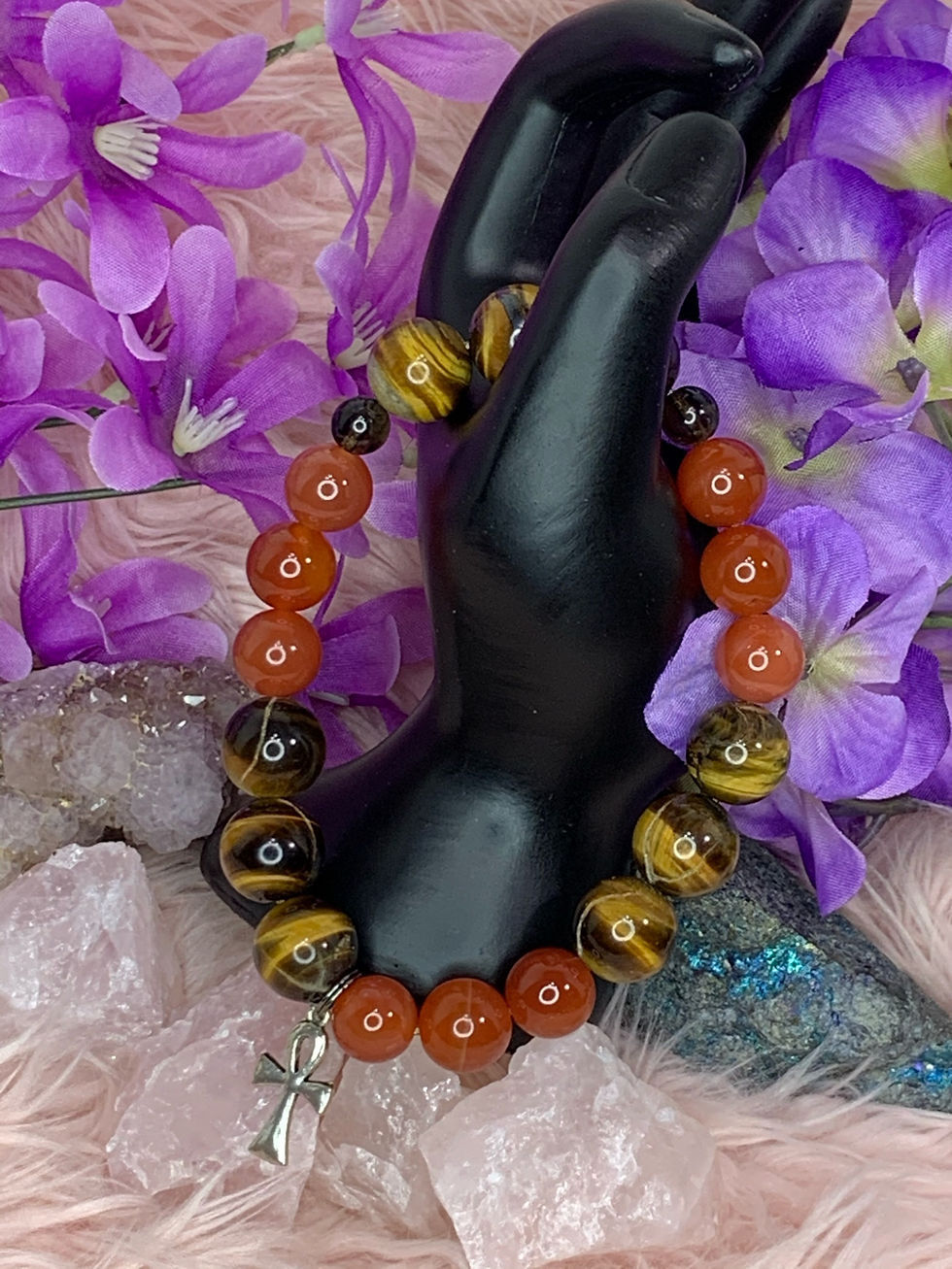 Thumbnail: Tiger's Eye & Carnelian & Smokey Quartz Crystal Bracelets 