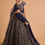 Thumbnail: Blue Color Net Zari Badia Doriand Threads Embroidery Work A Line Wedding Lehenga
