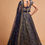 Thumbnail: Blue Color Net Zari Badia Doriand Threads Embroidery Work A Line Wedding Lehenga