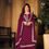 Thumbnail: Magenta Faux Georgette Embroidered Kameez With Palazzo Salwar Kameez