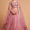 Thumbnail: Pink Color Net Zari Badia Dori and Threads Embroidery Work A Line Lehenga