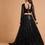 Thumbnail: Black Net Thread Embroidery Zari Dori and Sequins Work A Line Wedding Lehenga