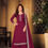 Thumbnail: Magenta Faux Georgette Embroidered Kameez With Palazzo Salwar Kameez
