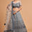 Thumbnail: Grey Color Net Zari Badia Dorland Threads Embroidery work A Line Wedding
