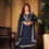 Thumbnail: Navy Blue Faux Georgette Embroidered Kameez With Palazzo Salwar Kameez