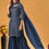 Thumbnail: Wedding Wear Georgette Straight Salwar Suit In Navy Blue