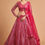 Thumbnail: Hot Pink Color Net Thread Embroidery Sequins Work A Line Wedding Lehenga