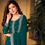 Thumbnail: Green Faux Georgette Embroidered Palazzo Suit Salwar Kameez