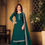 Thumbnail: Green Faux Georgette Embroidered Palazzo Suit Salwar Kameez