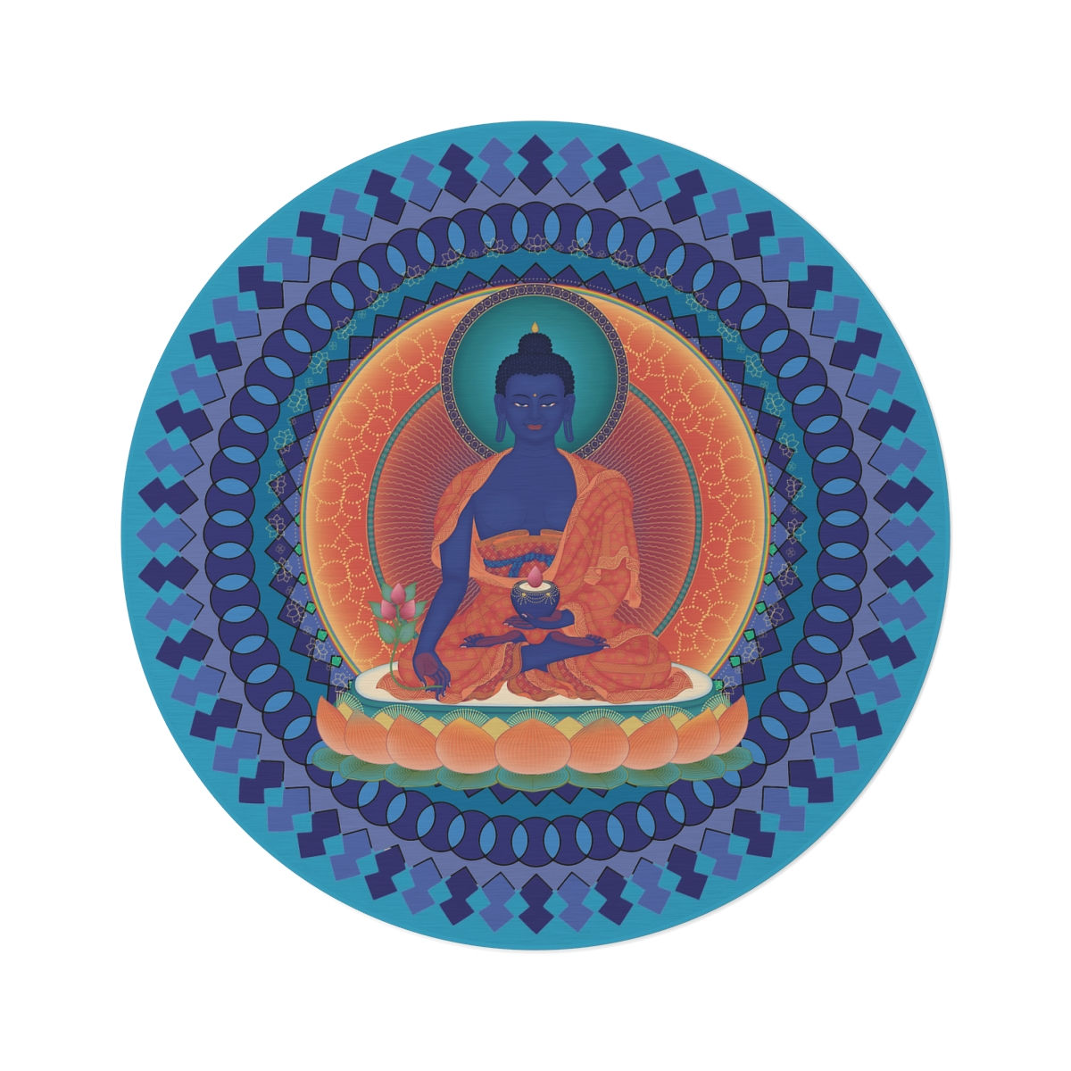 Medicine Buddha Round Meditation and Prayer Rug