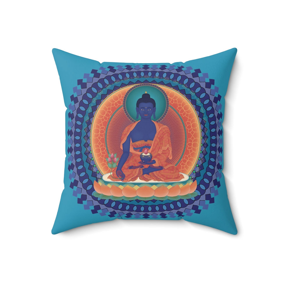 Thumbnail: Medicine Buddha Square Pillow - Enhance Your Space with Healing Energy
