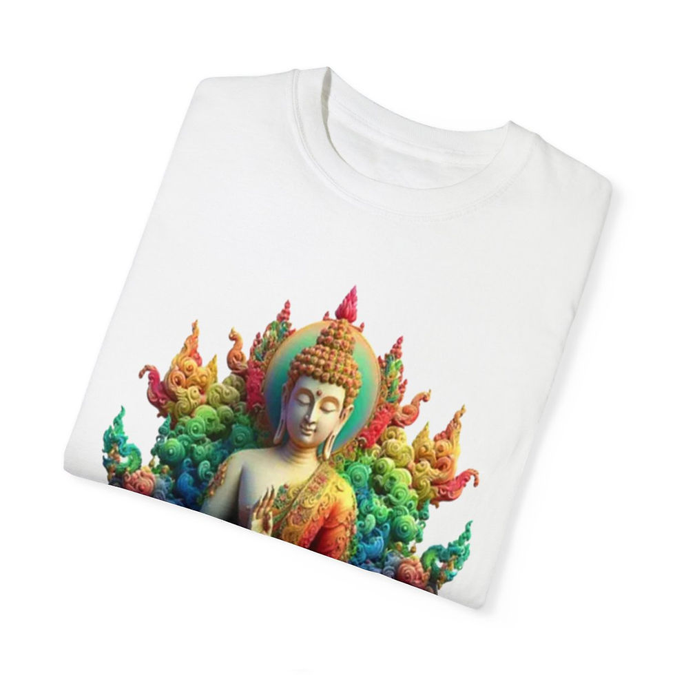 Thumbnail: Rainbow Buddha Color Blast - Unisex Garment-Dyed T-Shirt
