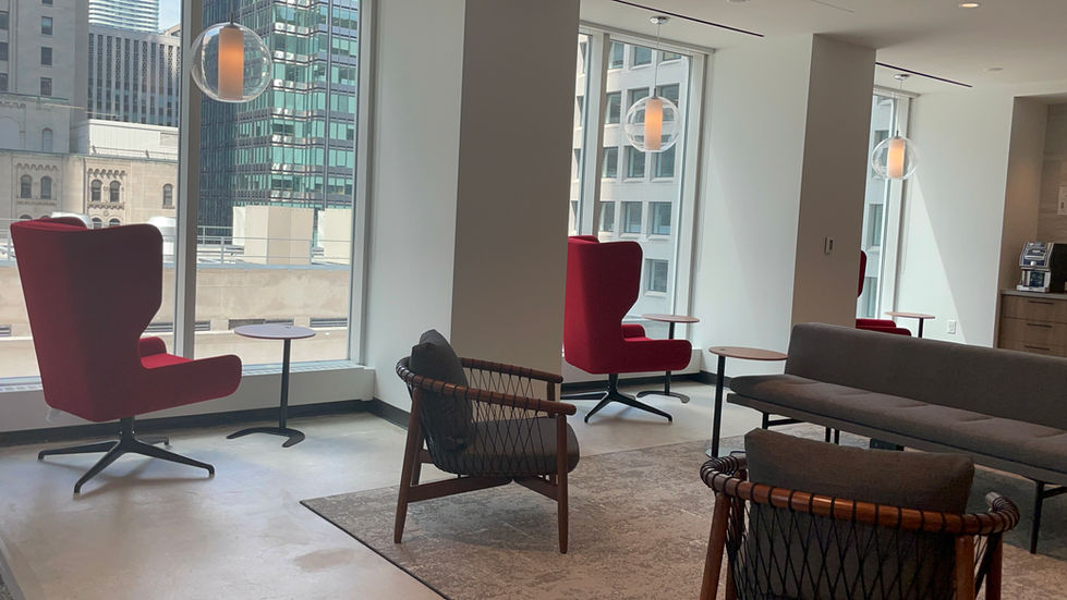 Comfortable window seating and open lounge