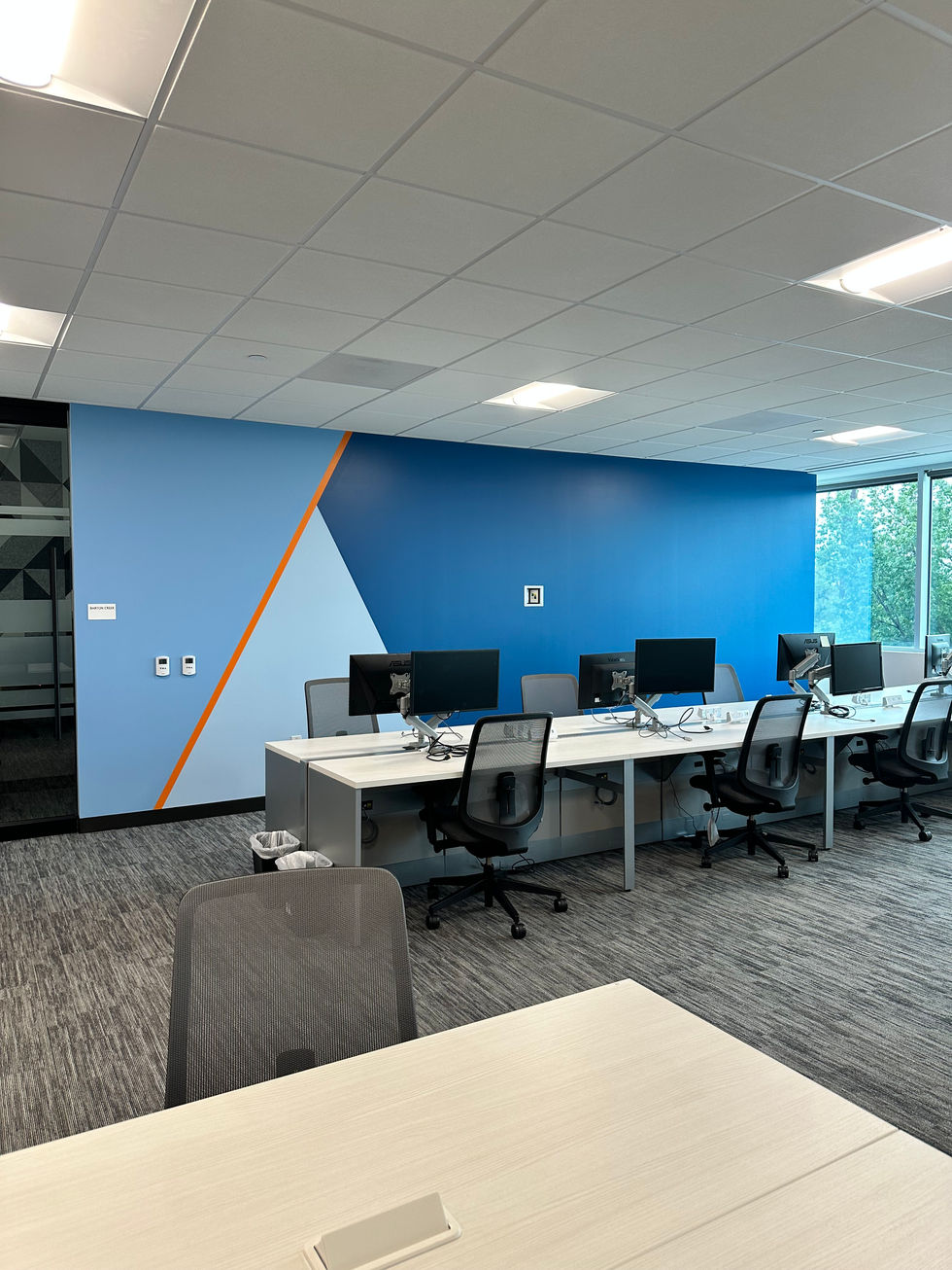 Bold brand inspired painted wall graphics