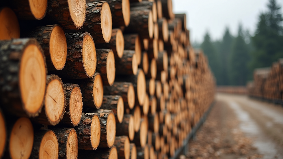 Close-up view of a stack of quality timber logs ready for processing