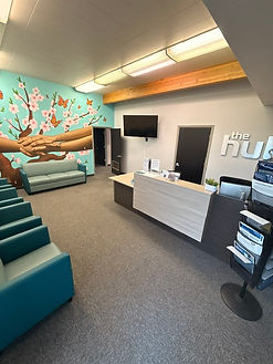 The Hub lobby, front desk