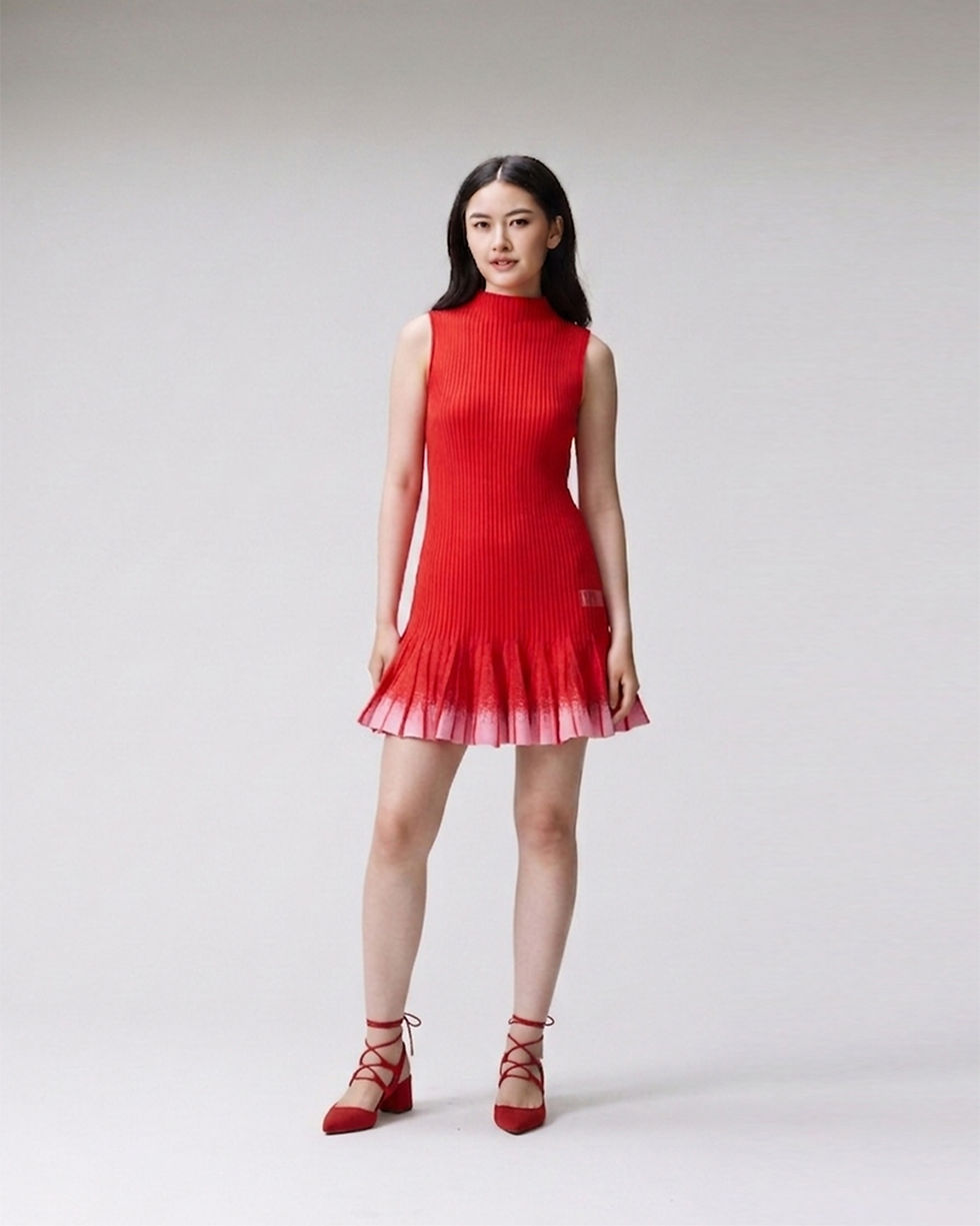 Thumbnail: Flying Knit Cotton Summer Cocktail Mini Dress