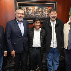 Hugo Aguilar, Presidente electo de la SCJN se reúne con Noroña y Adán Augusto para preparativos de toma de protesta del PJF