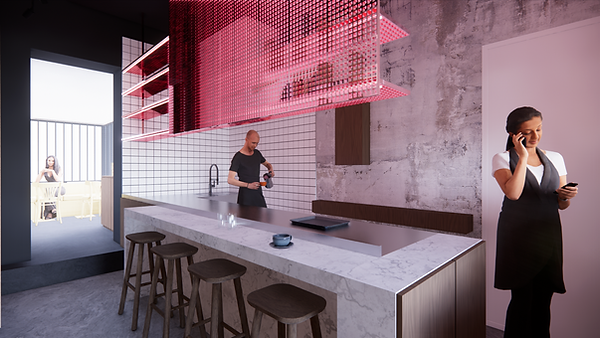 Vue cuisine projet mignon café