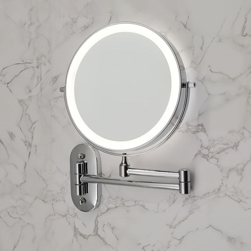 Espelho LED Articulado de Parede HD Com Aumento e Luz Recarregável USB