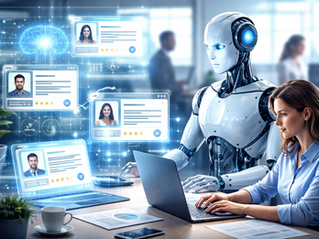 Eine HR Mitarbeiterin, die mit Hilfe von KI-Tools ihre Aufgaben erledigt