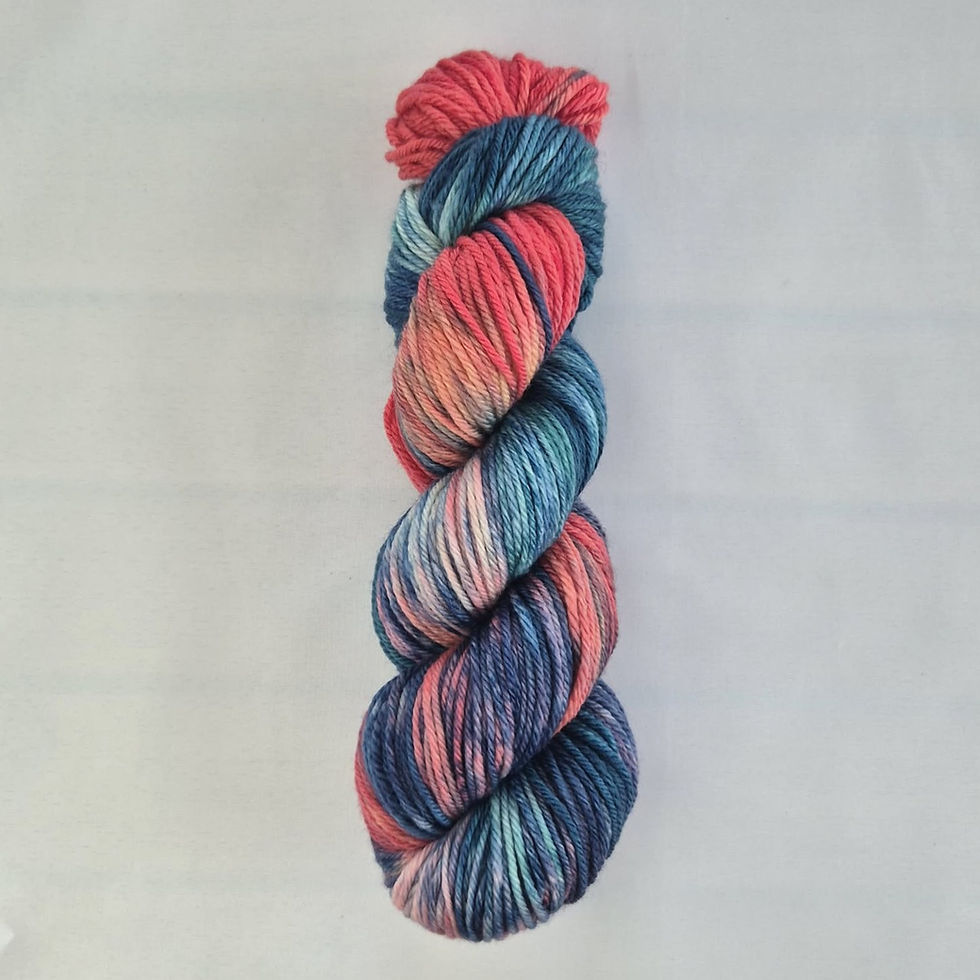Thumbnail: Candy Apple Red and Teal 8 Ply / DK Weight Pure Merino Wool Yarn (Machine Washable) - 100 grams