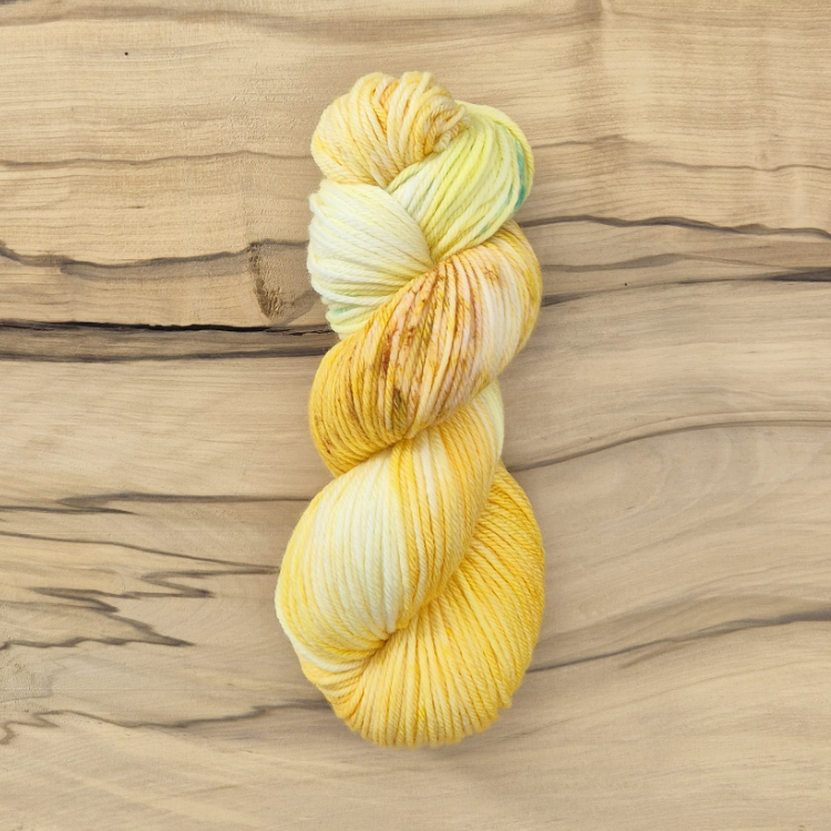 Thumbnail: Buttercup Yellow Machine Washable Merino Wool Yarn 8 Ply skein