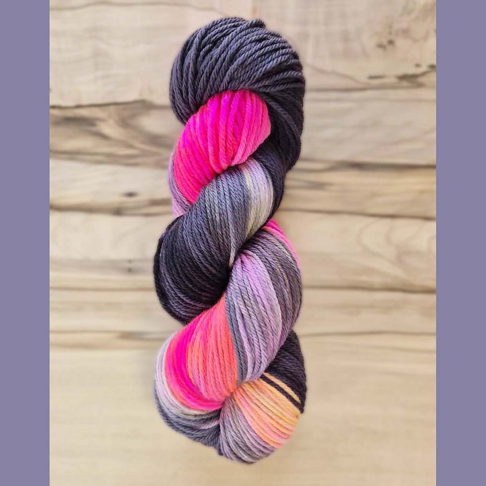 Orchid Black, Pink, and Orange Pure Merino Wool 8 Ply / DK Weight Yarn - Skein - 100 grams
