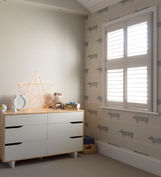 Custom white plantation shutters in Tomball Tx.