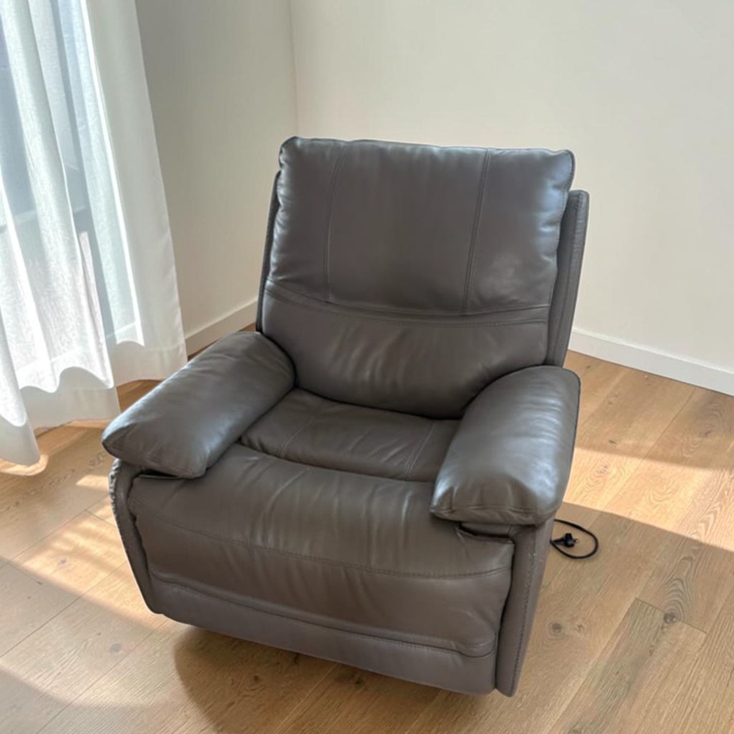 Grey Leather Recliner