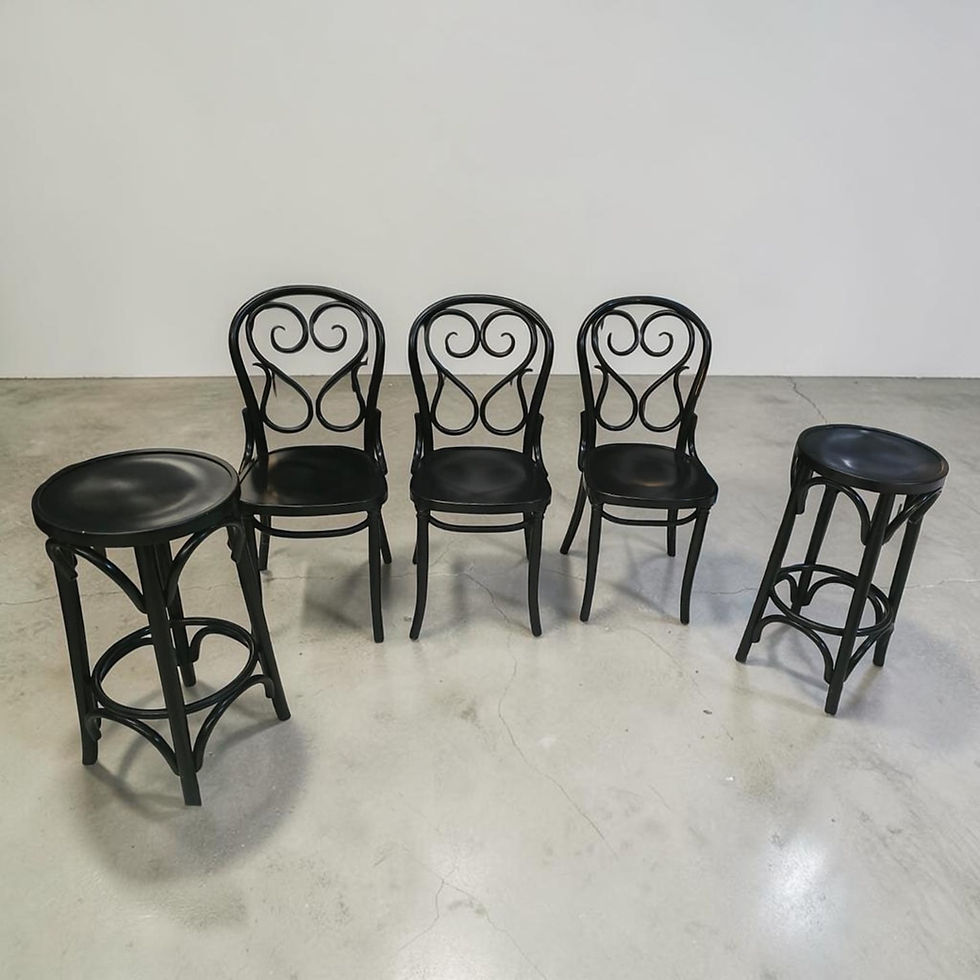 Black Bentwood Original Thonet No. 4 Cafe Daum X5 Chairs, X2 Stools ($150 Each) AU$150