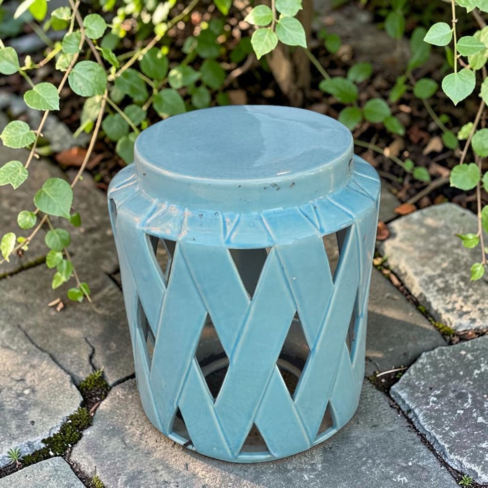 Turquoise Lattice Ceramic Garden Stool AU$99