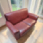 Red Leather Classic Two Seat Sofa (Dimensions: 88x164x94) $150 Each 2 Available AU$150