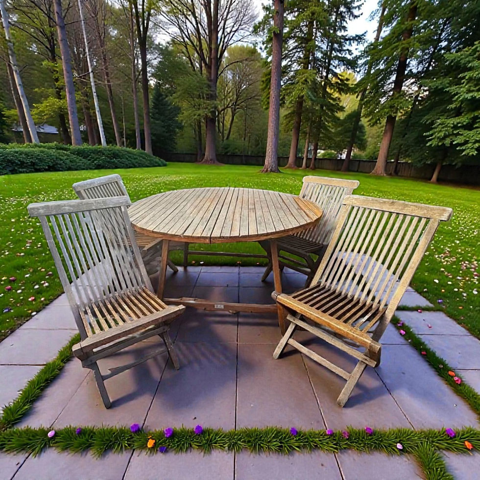 Wooden Slatted Outdoor Dining Set AU$99