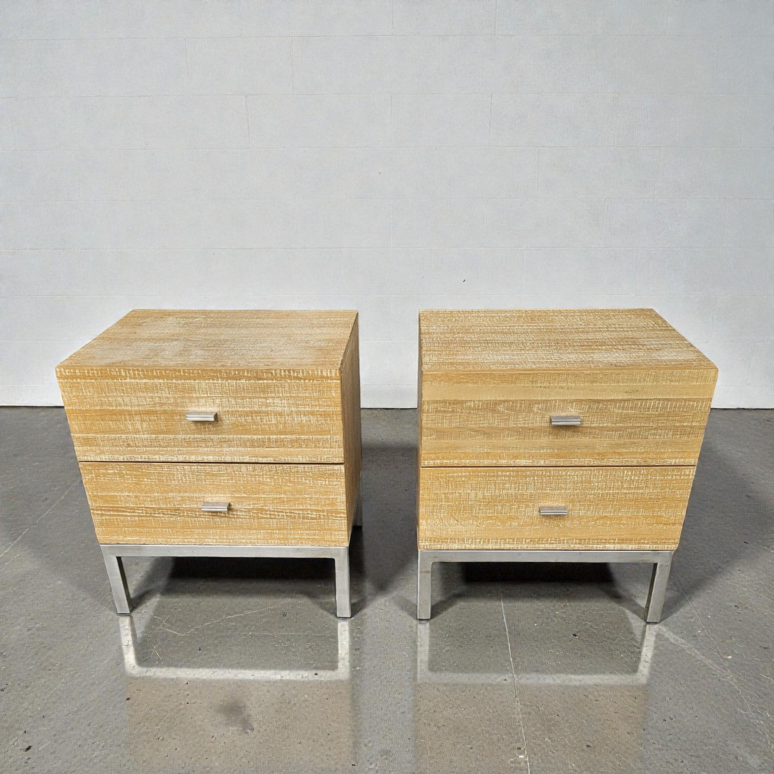 Light Brown Bedside Tables With Metal Legs (Dimensions: 47x45x40) (Priced Each)