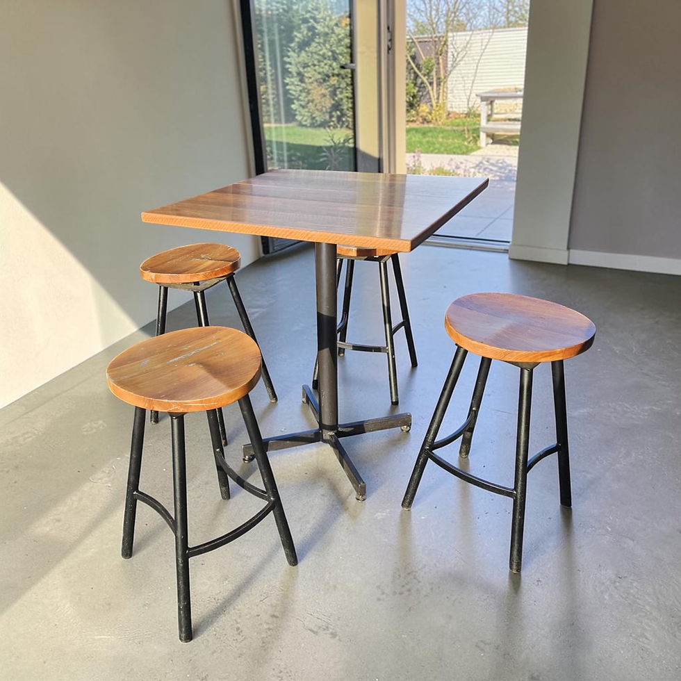 Industrial-Style Pub Table Set (Dimensions - Table: 106x90x90, Chair: 75x40x43) AU$200