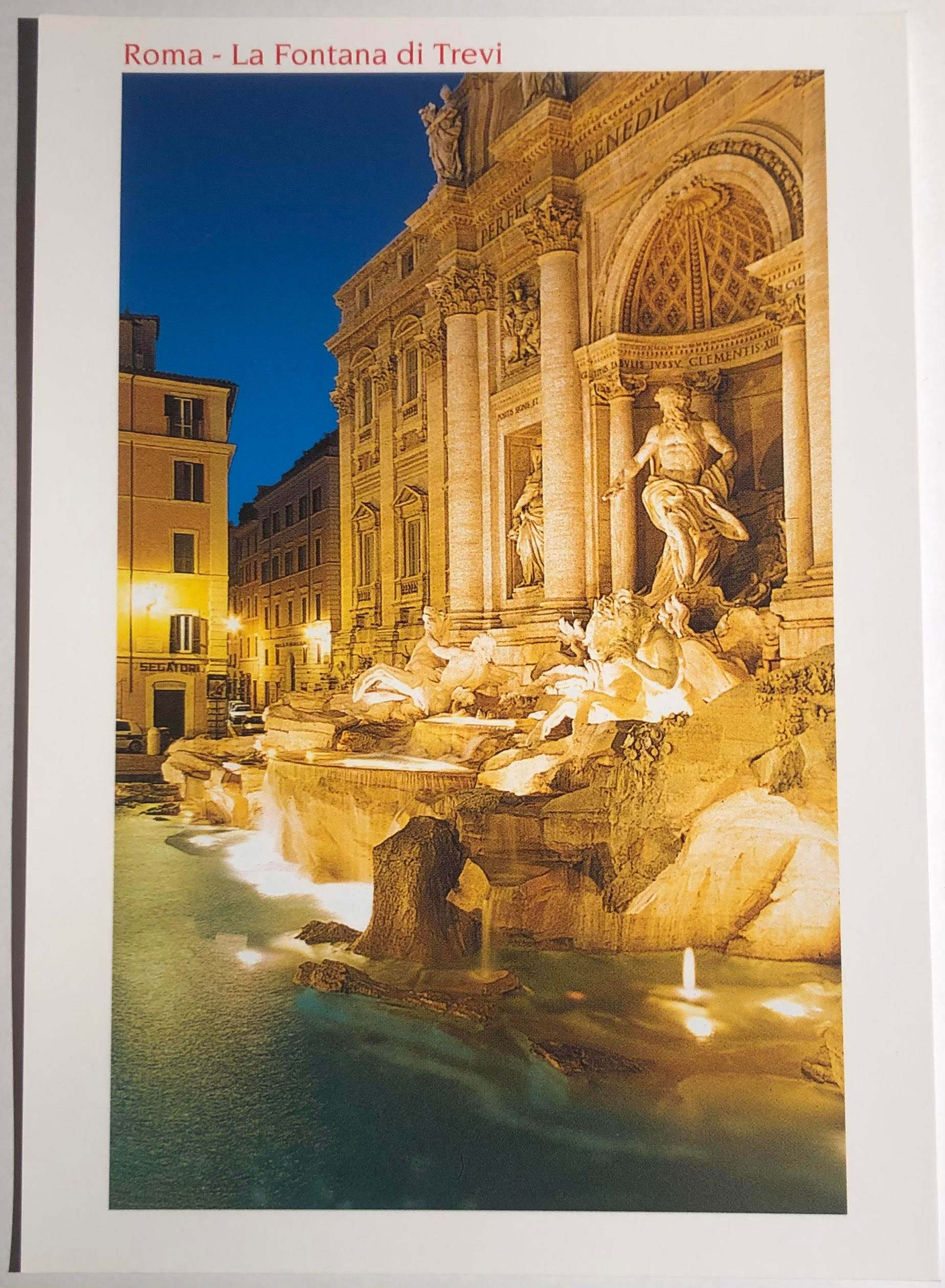 Carte postale italienne vierge de Rome - Fontaine de Trevi