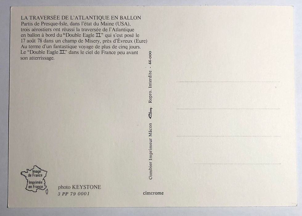 Miniature : Carte maximum Traversée Atlantique Nord en Ballon