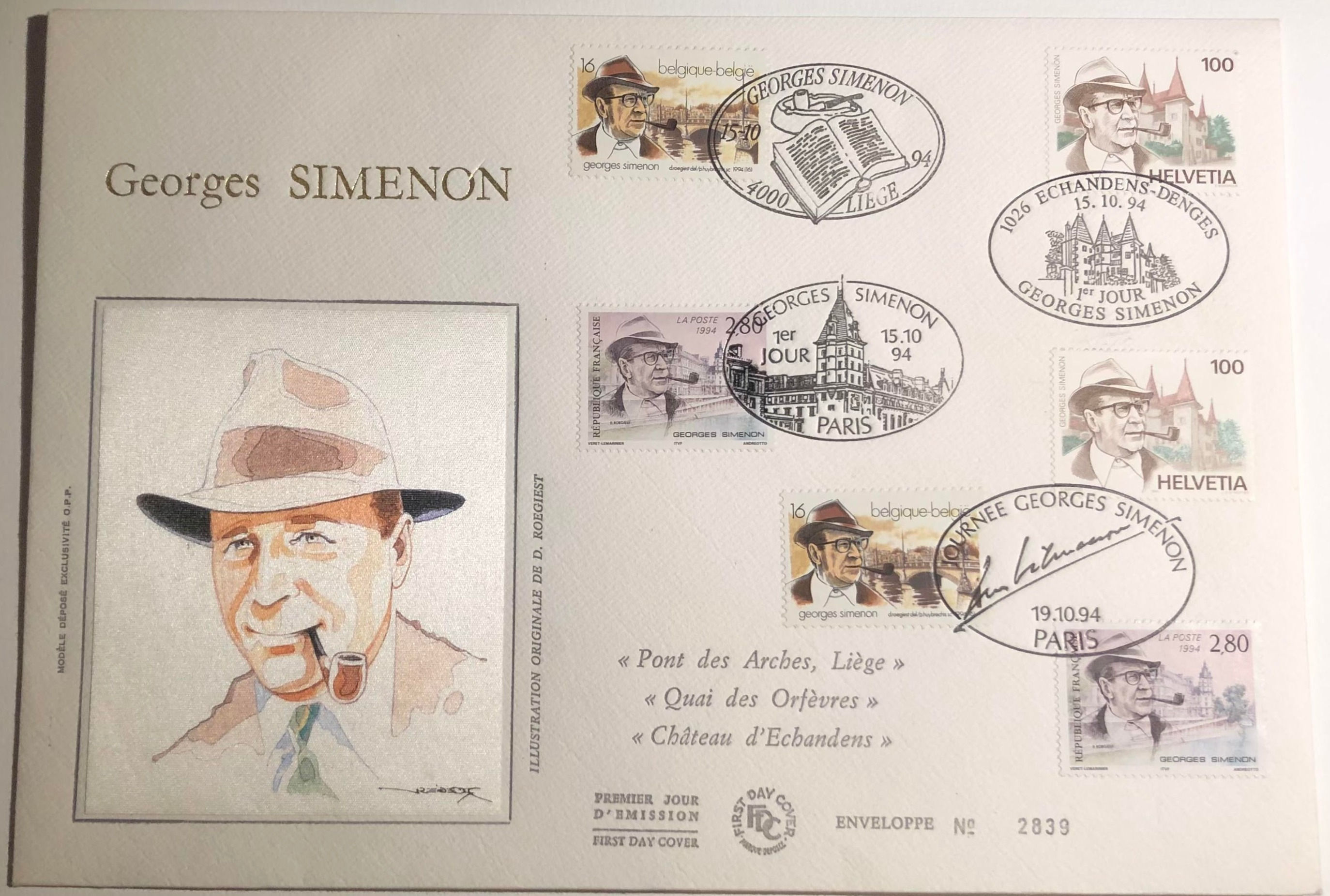 Grande enveloppe n°2839 Premier jour d’émission Georges Simenon