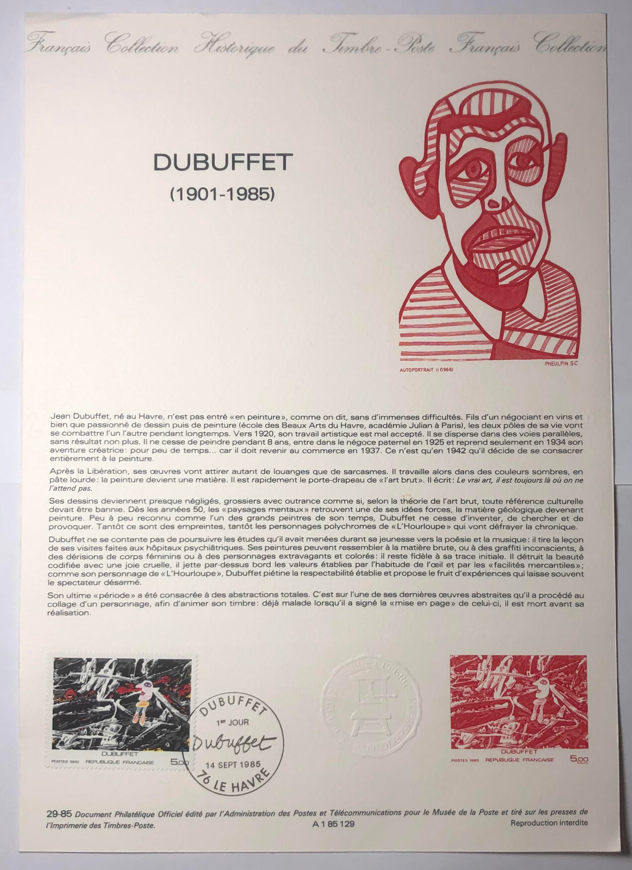 Document philatélique officiel DUBUFFET n°29-85
