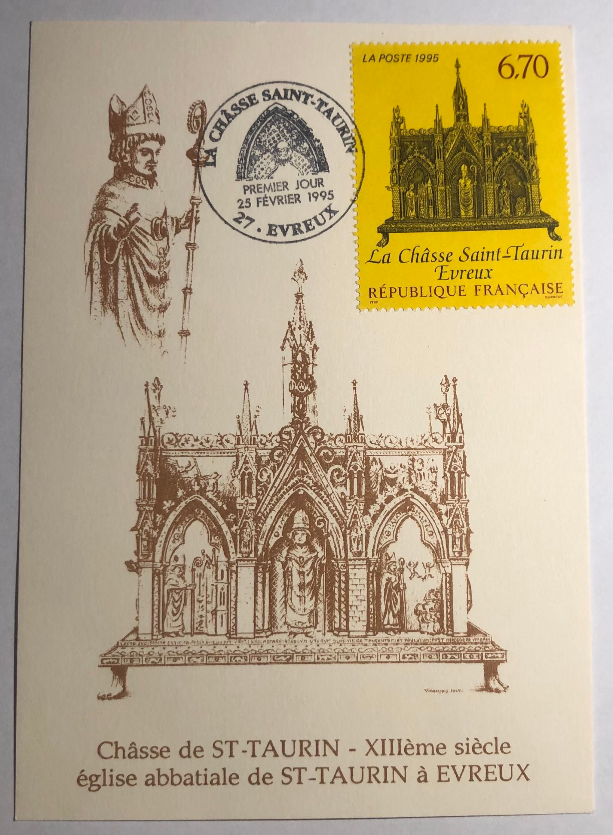 Carte postale Premier jour Châsse St Taurin - Evreux