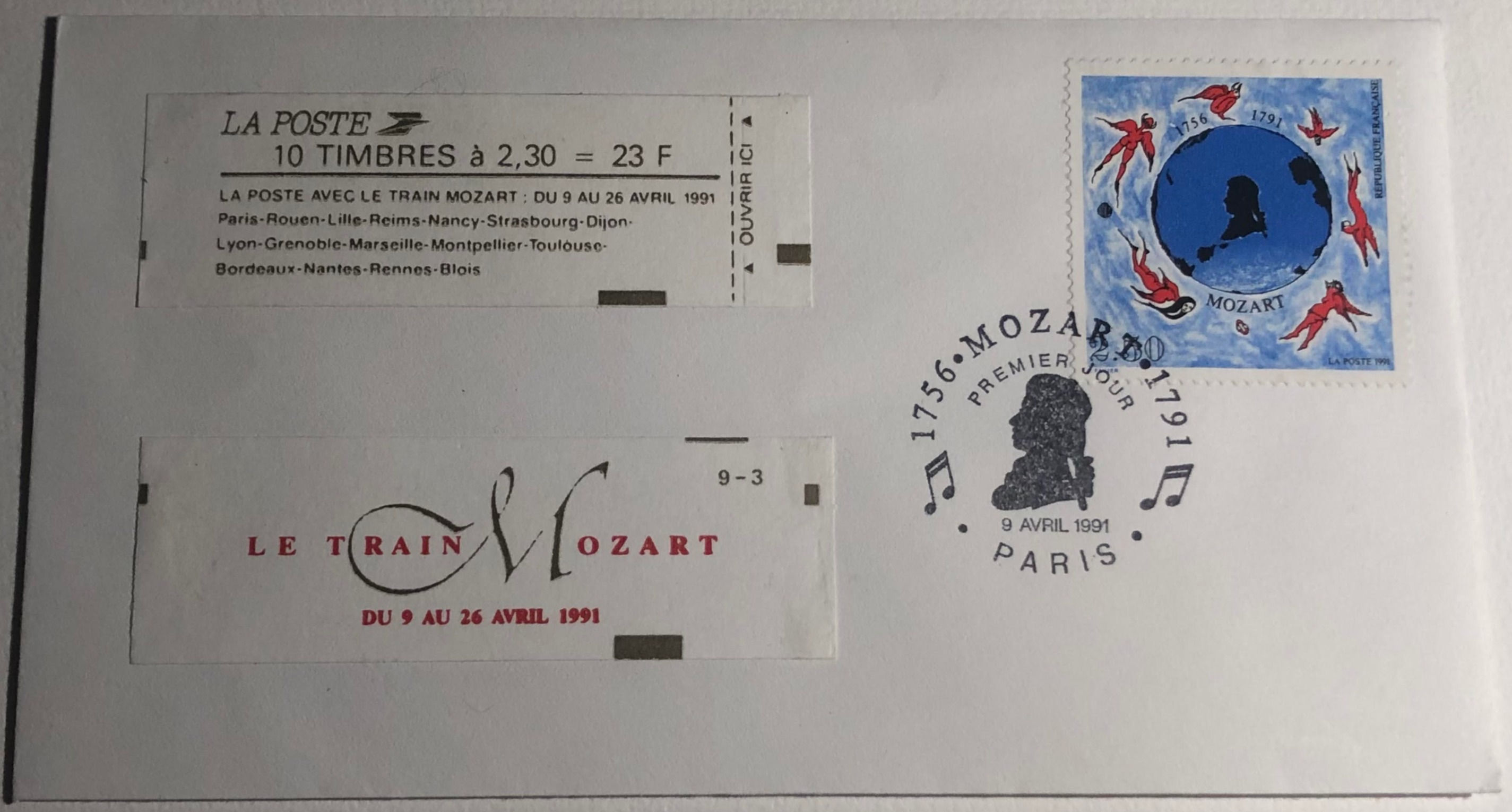 Enveloppe Premier jour 1991 Mozart