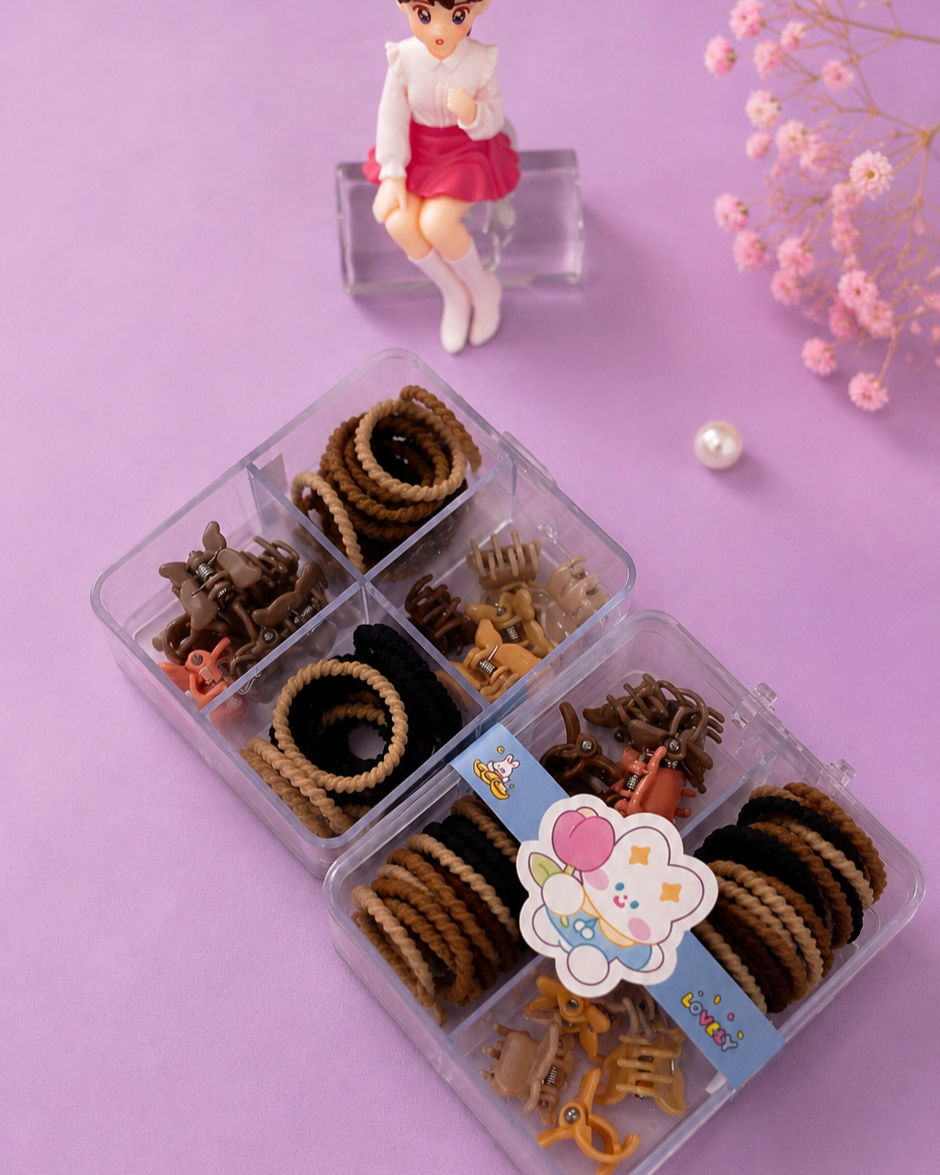Hair Tie & Mini Claw Clip Box
