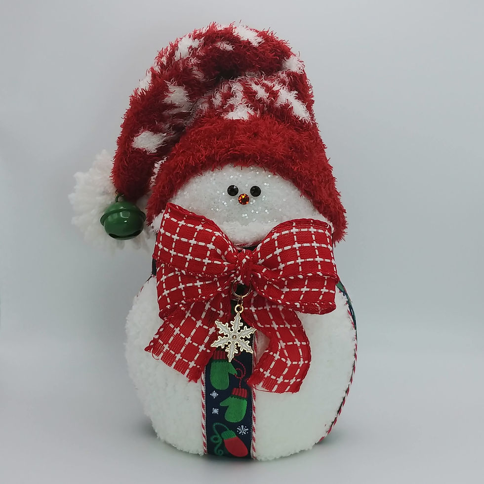 3D printed snowman, decorated by hand from Snow Elfyz.