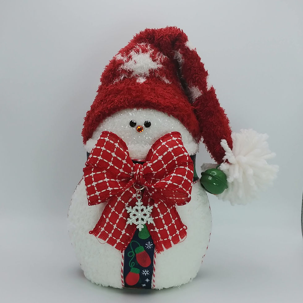 An alternate version of a 3d printed hand-crafted snowman decoration.