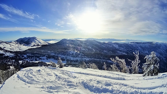 Views of Lake Tahoe and Mt Rose ski resort from a backcountrty ski tour.