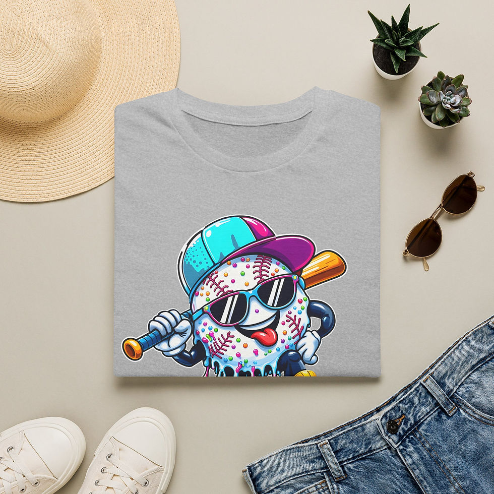 Thumbnail: Baseball Ice Cream Drip Mascot T-Shirt — Colorful Retro Sports Graphic Tee