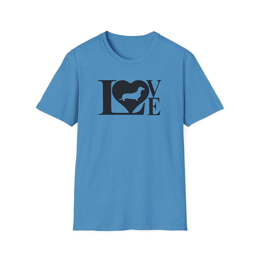 Thumbnail: Dachshund Love T‑Shirt — LOVE Design with Sausage Dog Silhouette